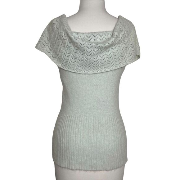 Rampage Women's Angora Blend Knit  Silver Sage Blouse Size L Knit Sleeveless - Picture 3 of 7